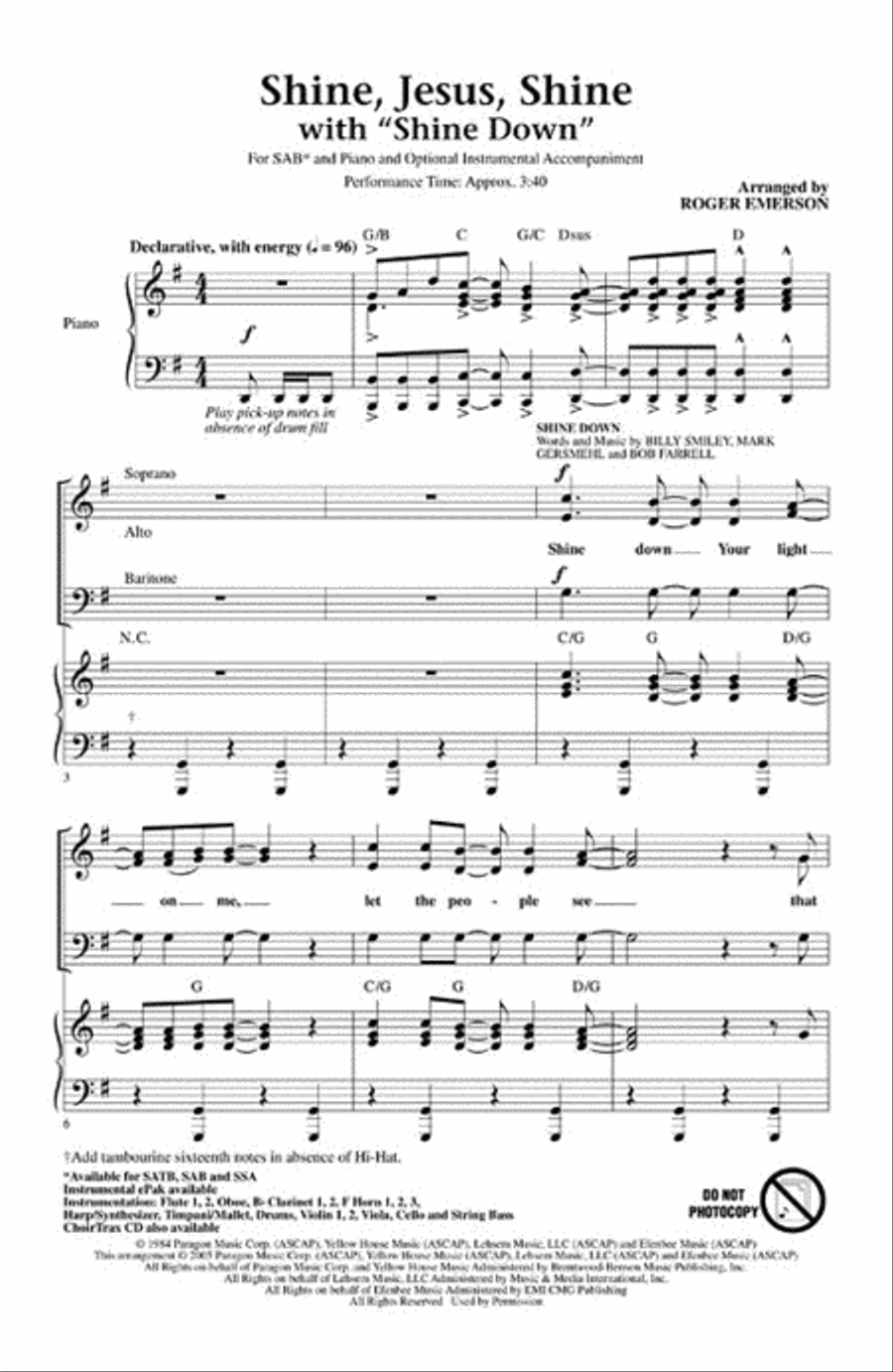 Shine Jesus Shine (with Shine Down) 3-Part scores gallery preview page 2