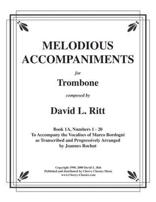Book cover for Melodious Accompaniments from Bordogni Rochut 1-20 for Trombone including mp3 play-along files