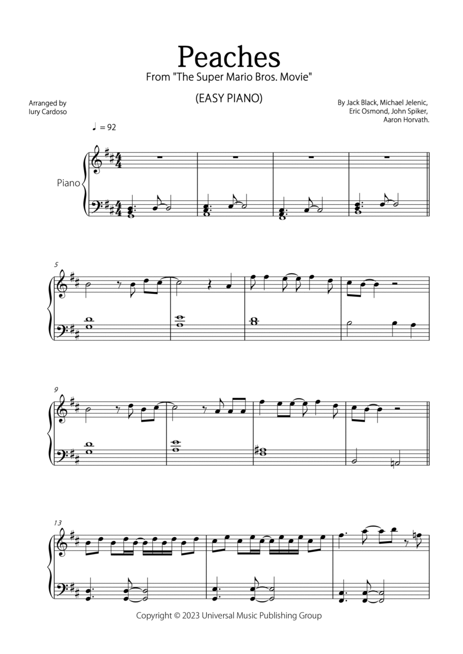 Peaches Easy Piano scores gallery preview page 1