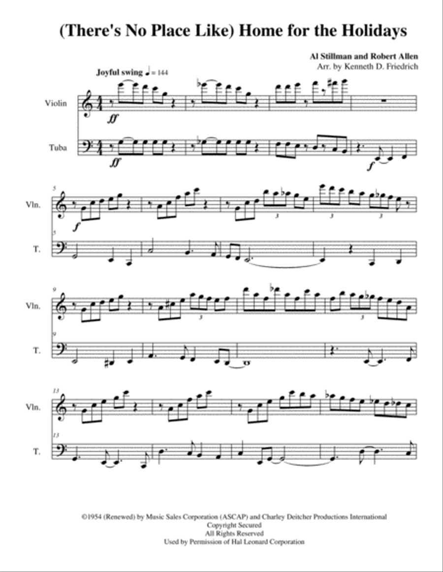 (There's No Place Like) Home For The Holidays Tuba scores gallery preview page 1