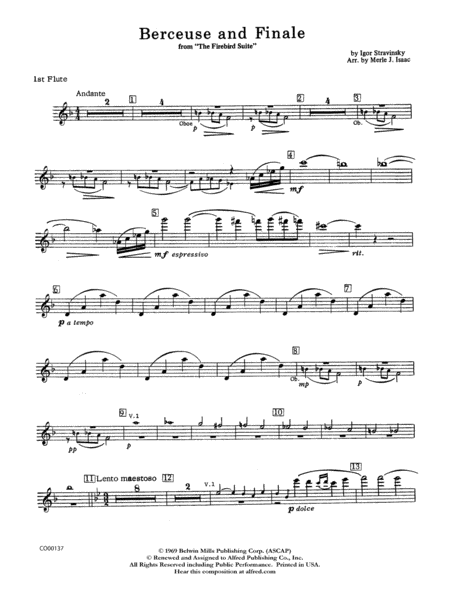 Berceuse and Finale (from the Firebird Suite): Flute