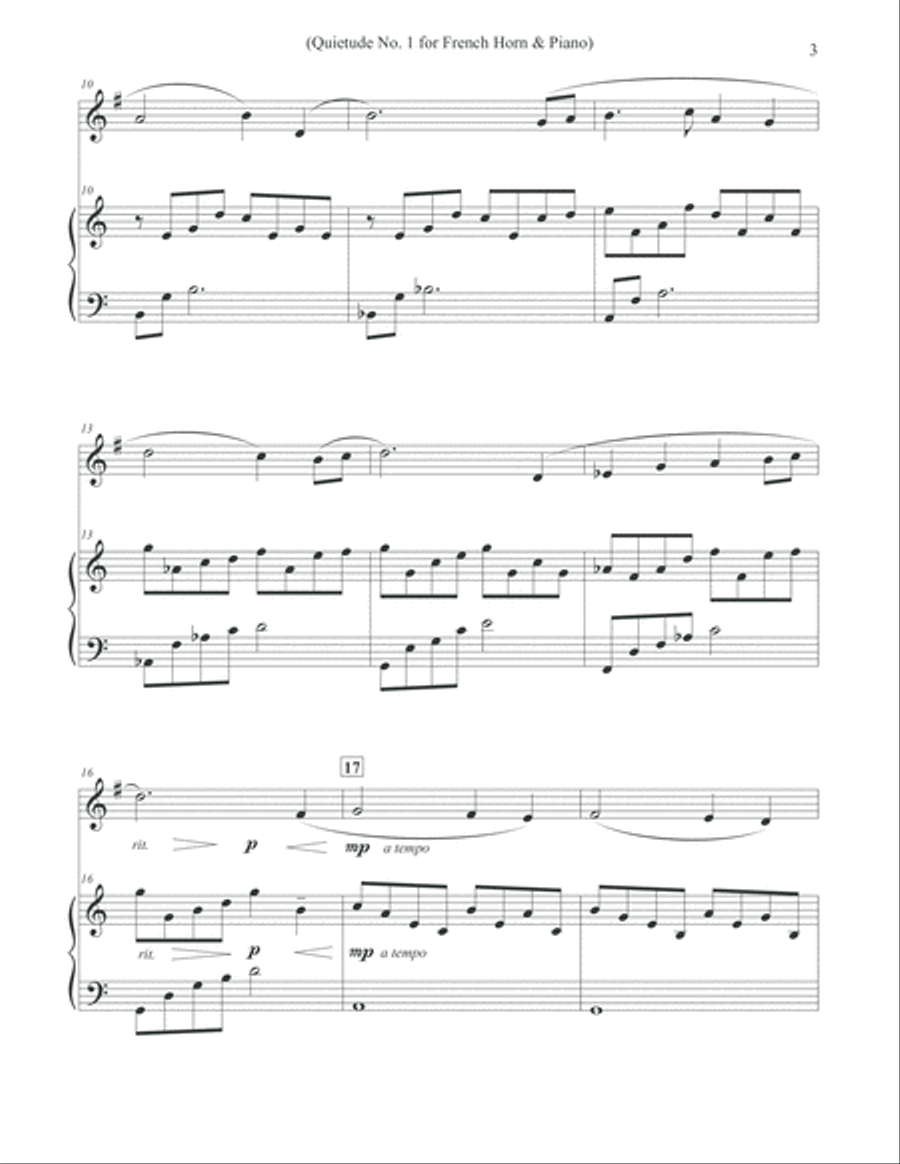 Quietude No. 1 - French Horn & Piano Quietude No. 1 - French Horn & Piano Horn scores gallery preview page 3