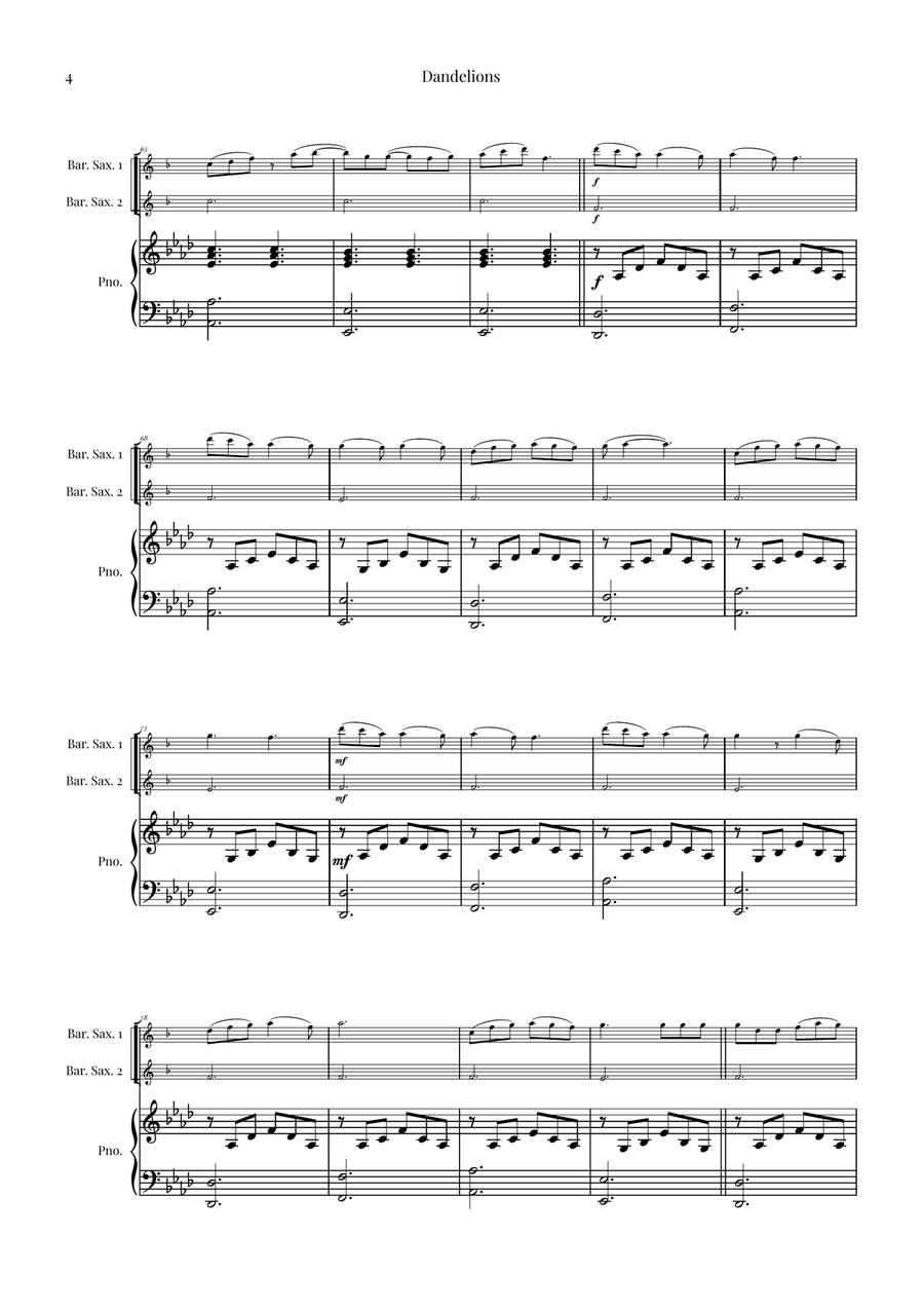 Dandelions Woodwind Duet scores gallery preview page 4