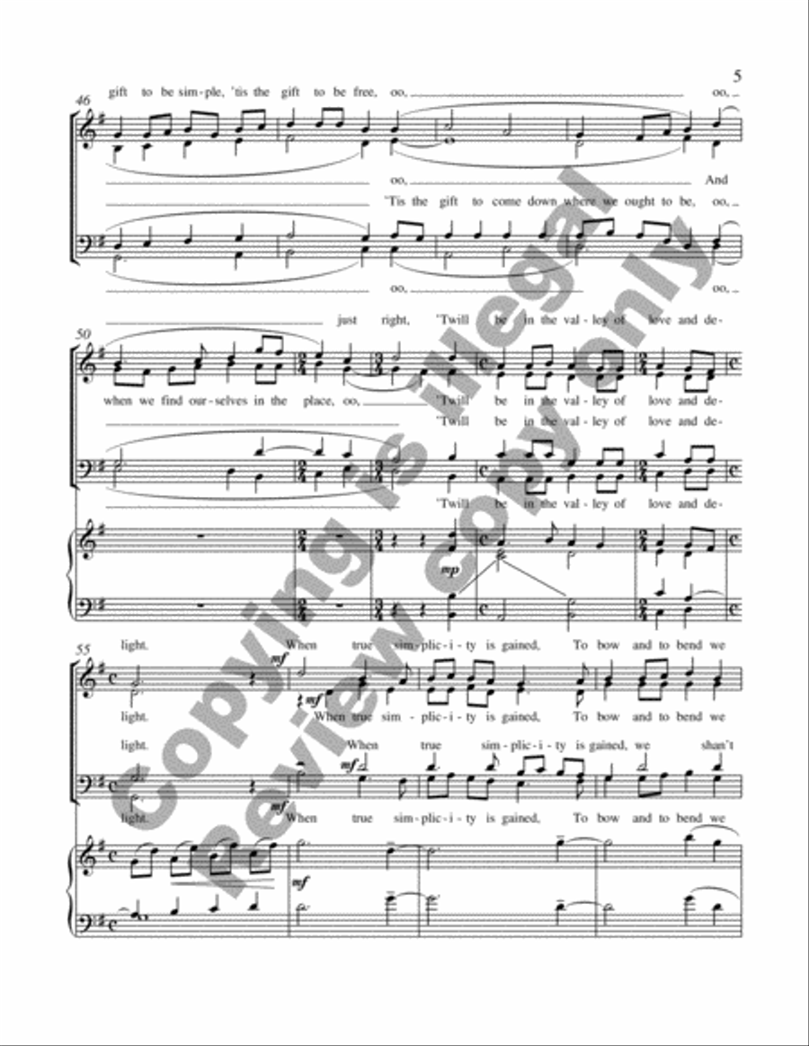 Simple Gifts (Piano/Choral Score) image number null