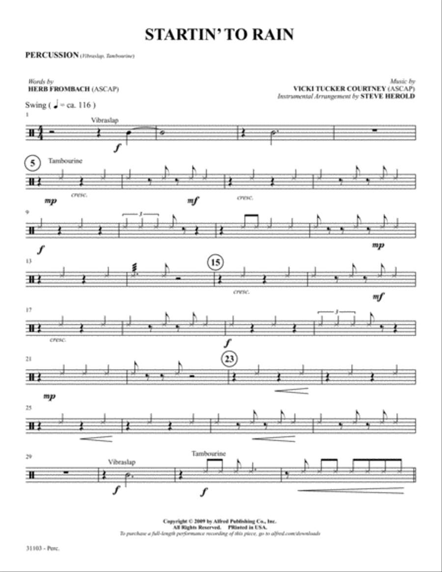 Startin' to Rain: 1st Percussion Percussion scores gallery preview page 1