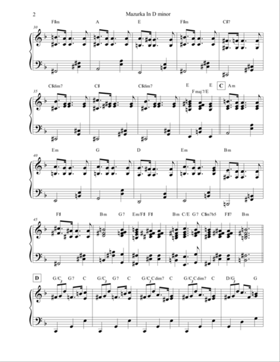 Mazurka In D Minor Piano Solo scores gallery preview page 3