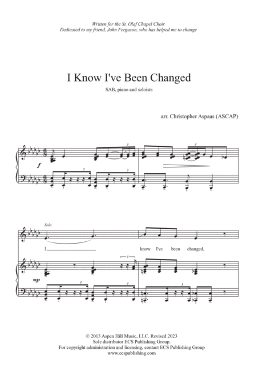 I Know I've Been Changed 3-Part scores gallery preview page 2