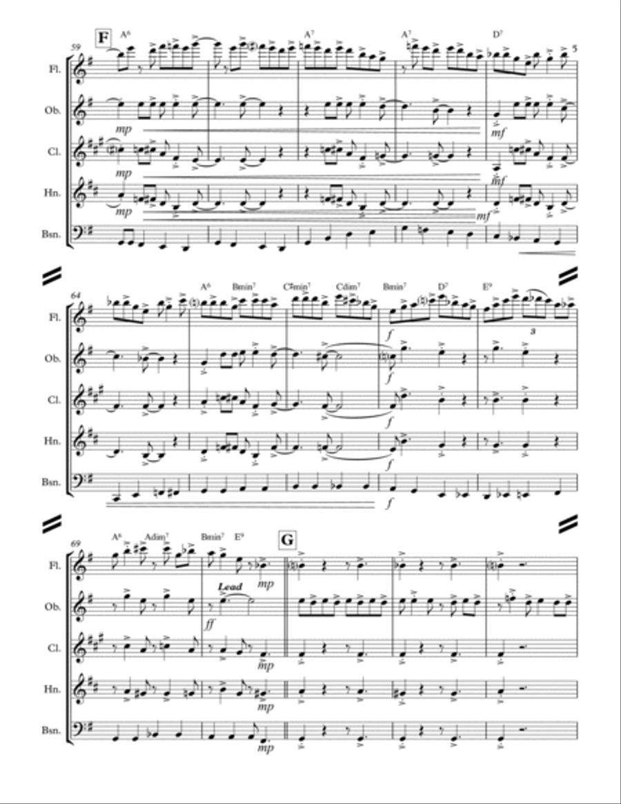 Boogie Woogie Santa Claus Woodwind Quintet scores gallery preview page 6