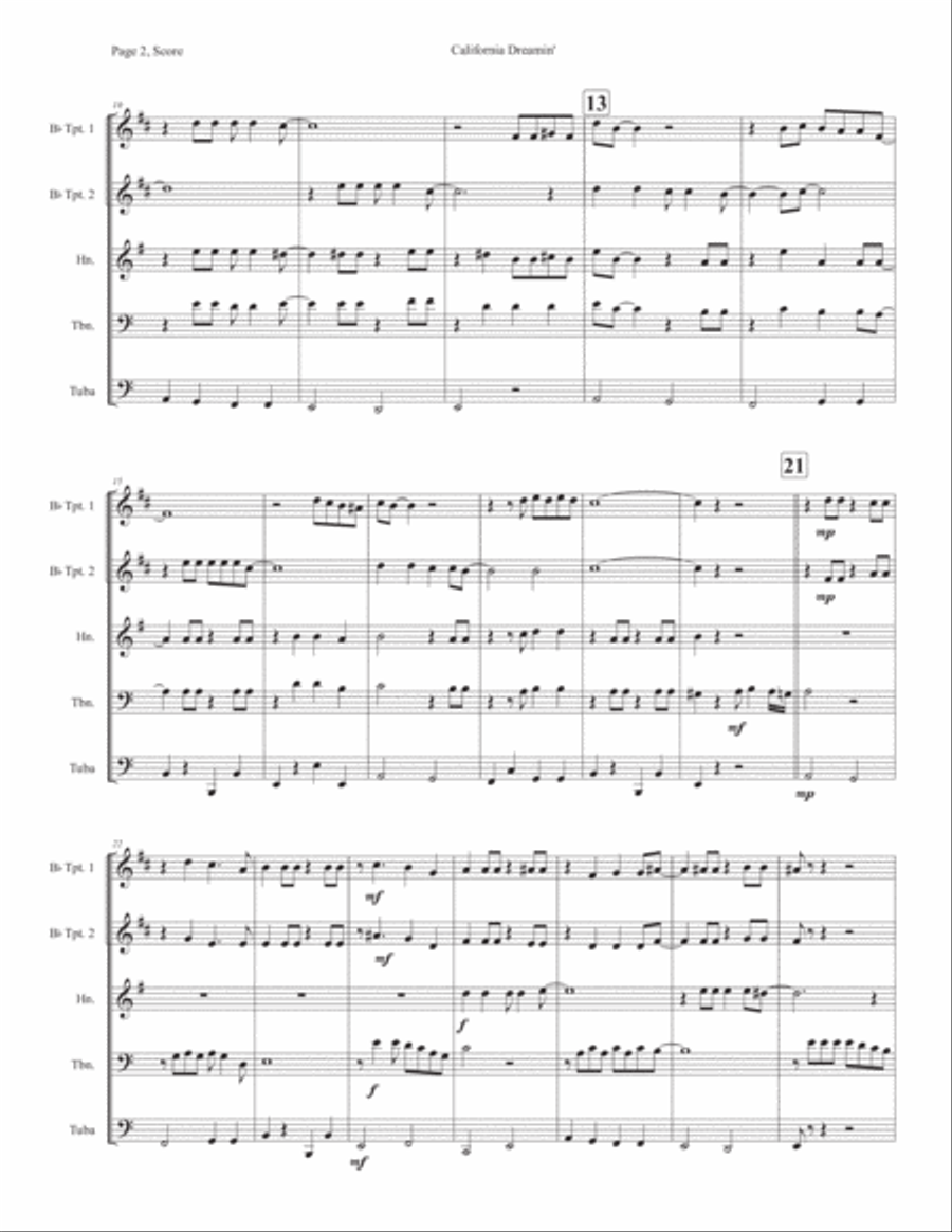 California Dreamin' Horn scores gallery preview page 2
