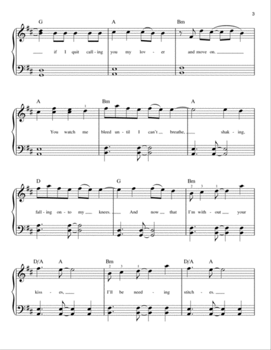 Stitches Stitches Easy Piano scores gallery preview page 3