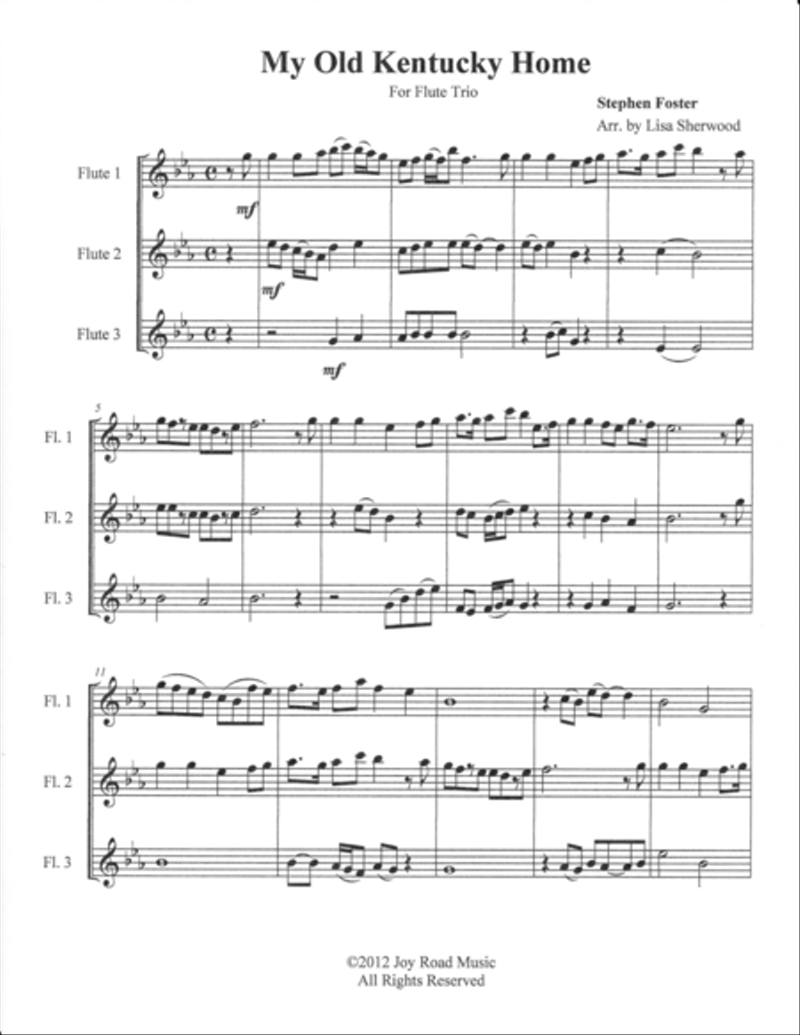My Old Kentucky Home Flute Trio Flute Solo scores gallery preview page 1
