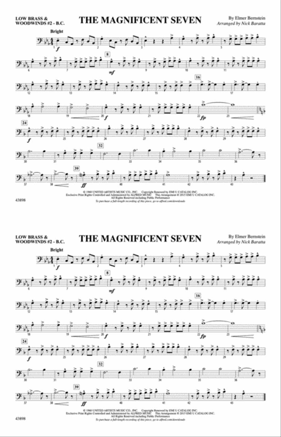 The Magnificent Seven: Low Brass & Woodwinds #2 - Bass Clef Marching Band scores gallery preview page 1