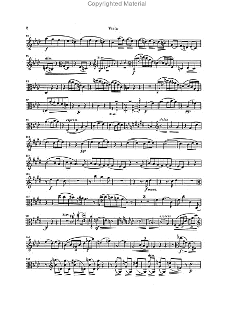 Sonatas for Piano and Clarinet (or Viola) op. 120, Nos. 1 and 2 (Viola part only)