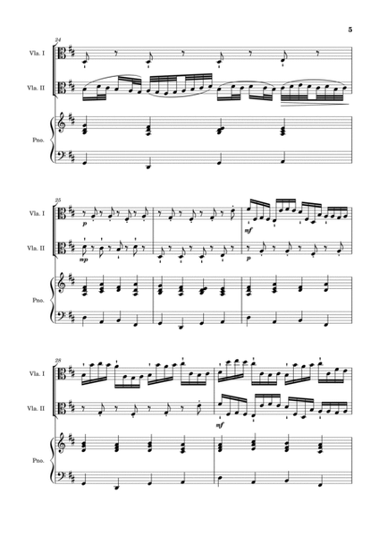 Johann Pachelbel - Canon in D Major, P.37; T.337. Arrangement for Viola Duet and Piano. image number null