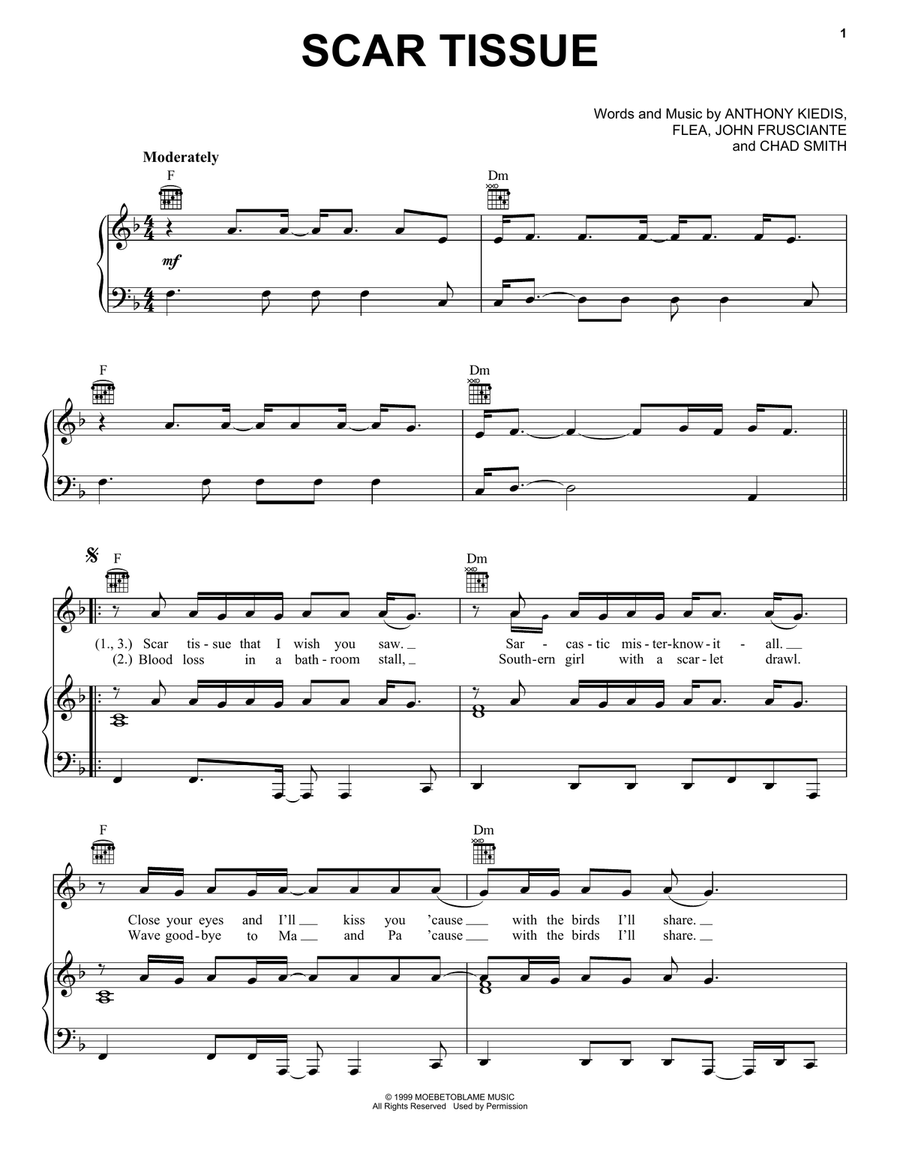 Scar Tissue Scar Tissue Piano, Vocal, Guitar scores gallery preview page 1
