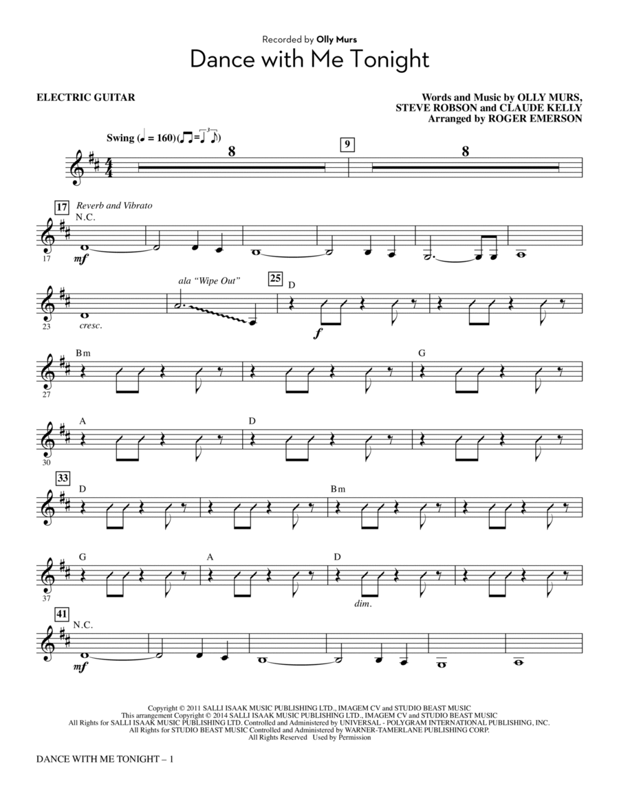 Dance with Me Tonight - Electric Guitar Choir scores gallery preview page 1