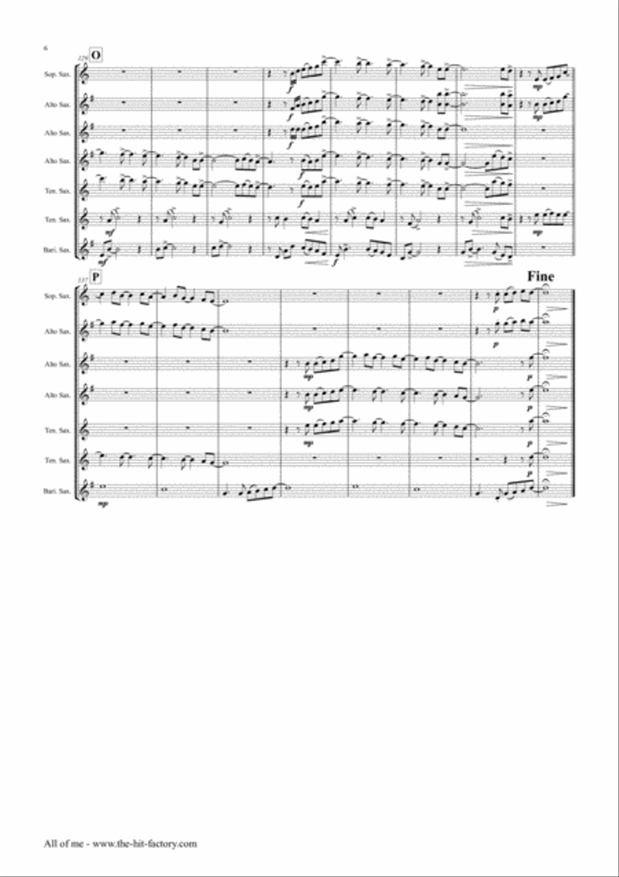 All Of Me Saxophone Quintet scores gallery preview page 6