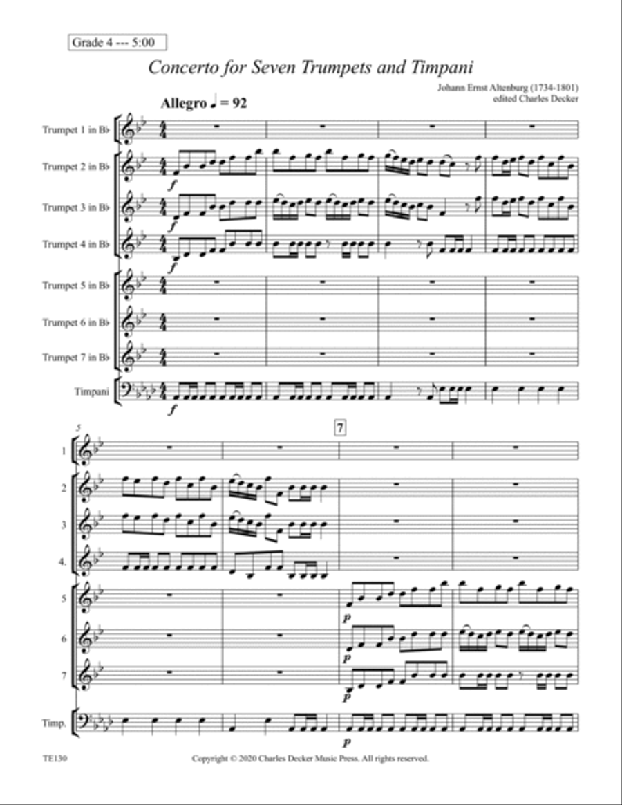 Concerto for Seven Trumpets and Timpani for Trumpet Ensemble (two complete editions, Ab & F concert) Chamber Music scores gallery preview page 2