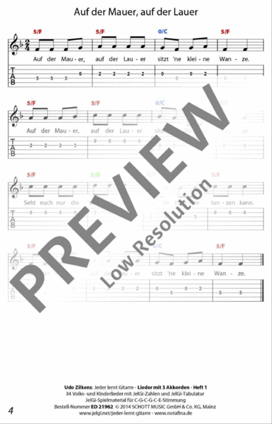 Jeder lernt Gitarre - Lieder mit 3 Akkorden Heft 1 Classical Guitar scores gallery preview page 5