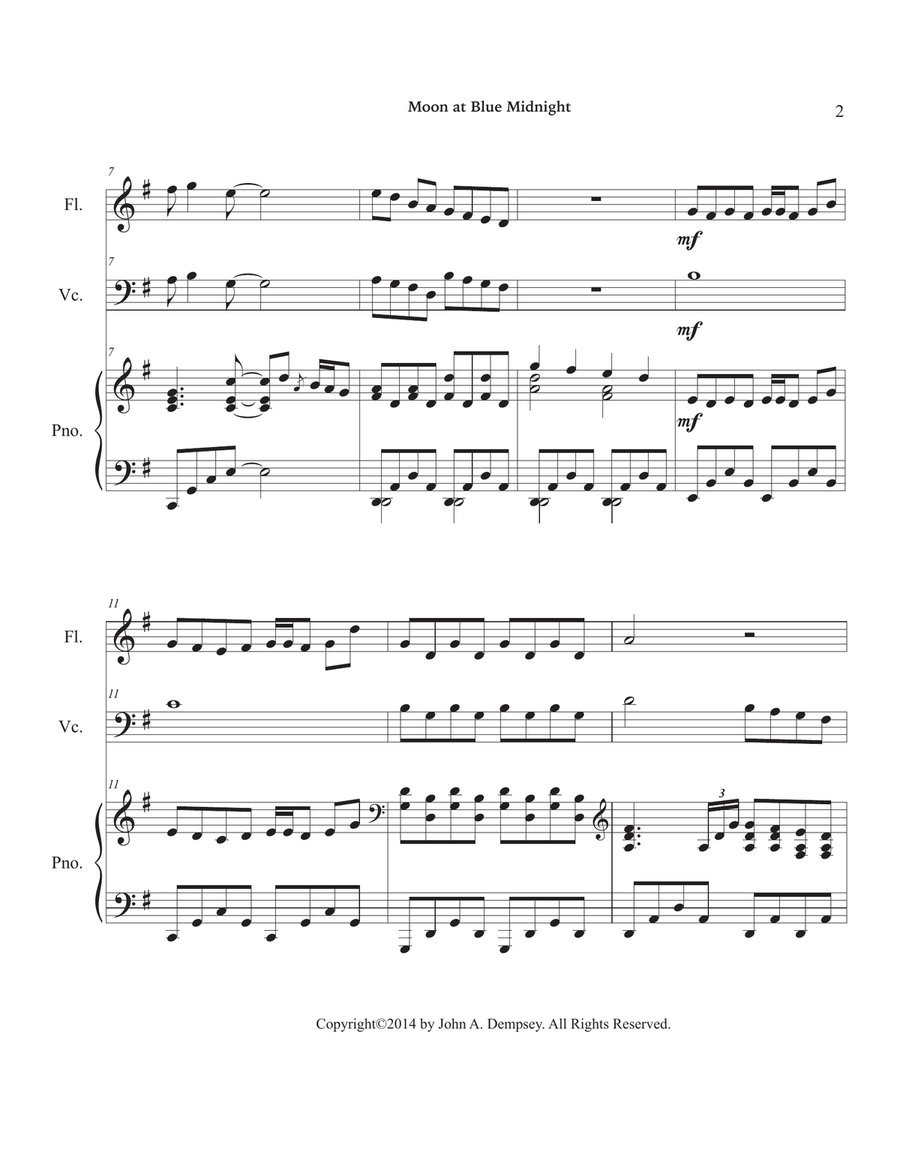 Moon at Blue Midnight (Trio for Flute, Cello and Piano) Small Ensemble scores gallery preview page 6
