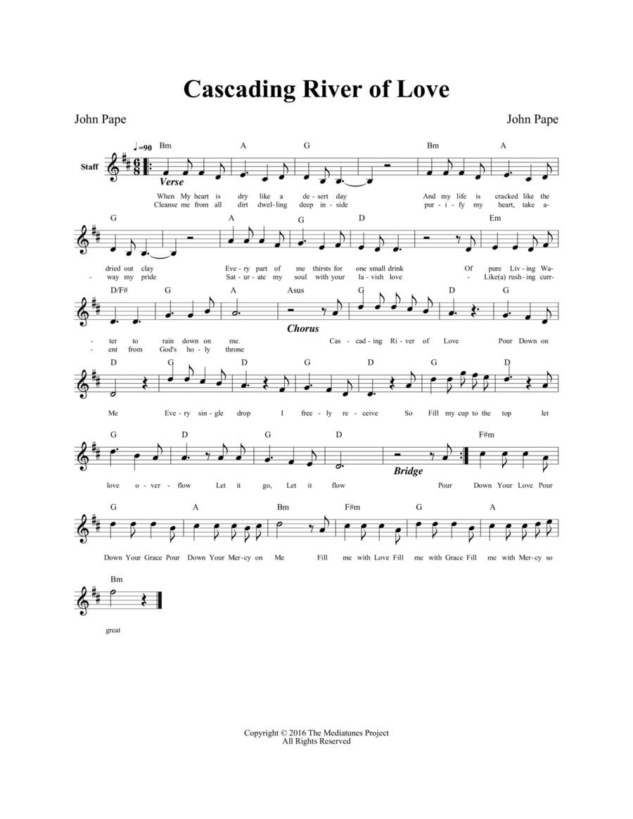 Cascading River of Love Piano scores gallery preview page 1