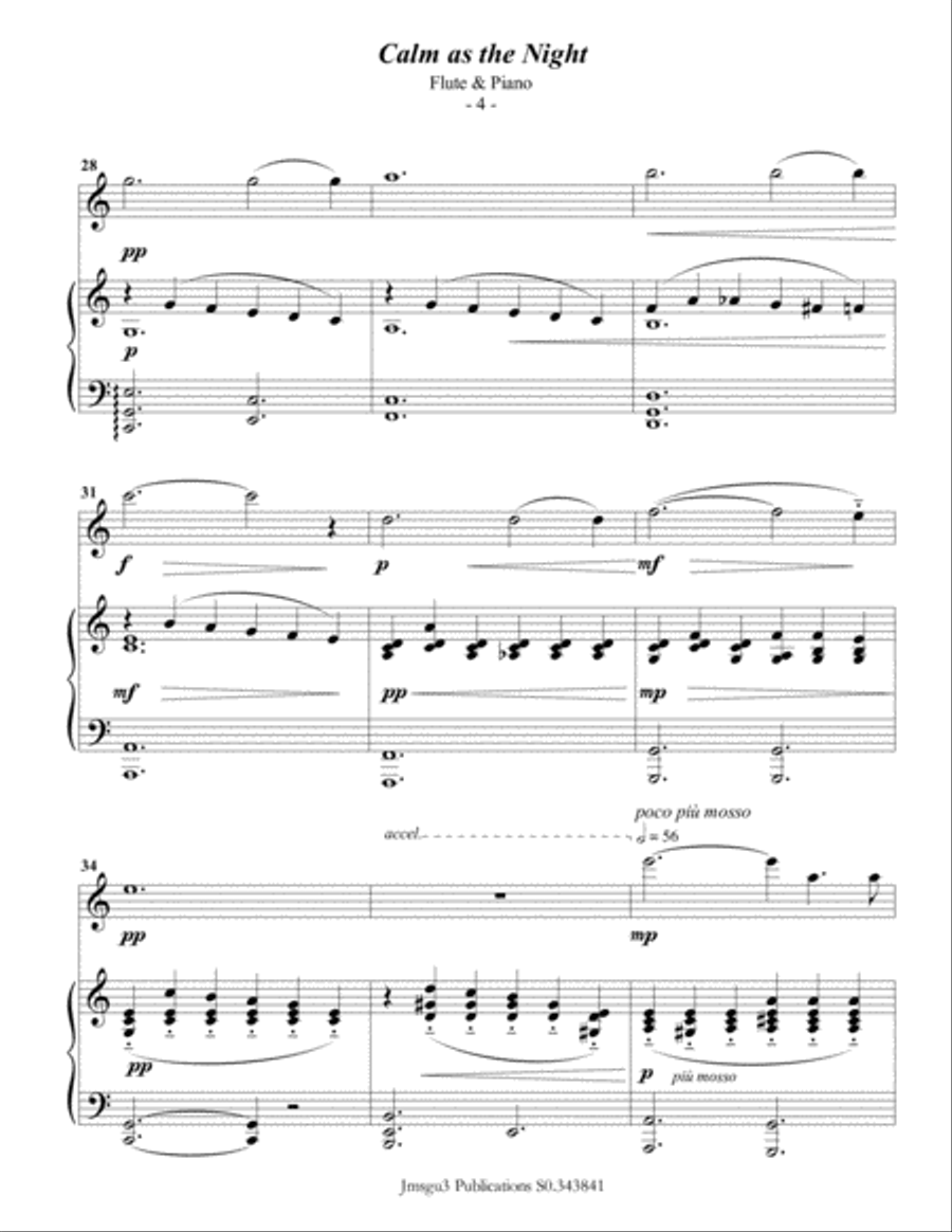 Bohm: Calm as the Night for Flute & Piano Flute Solo scores gallery preview page 4