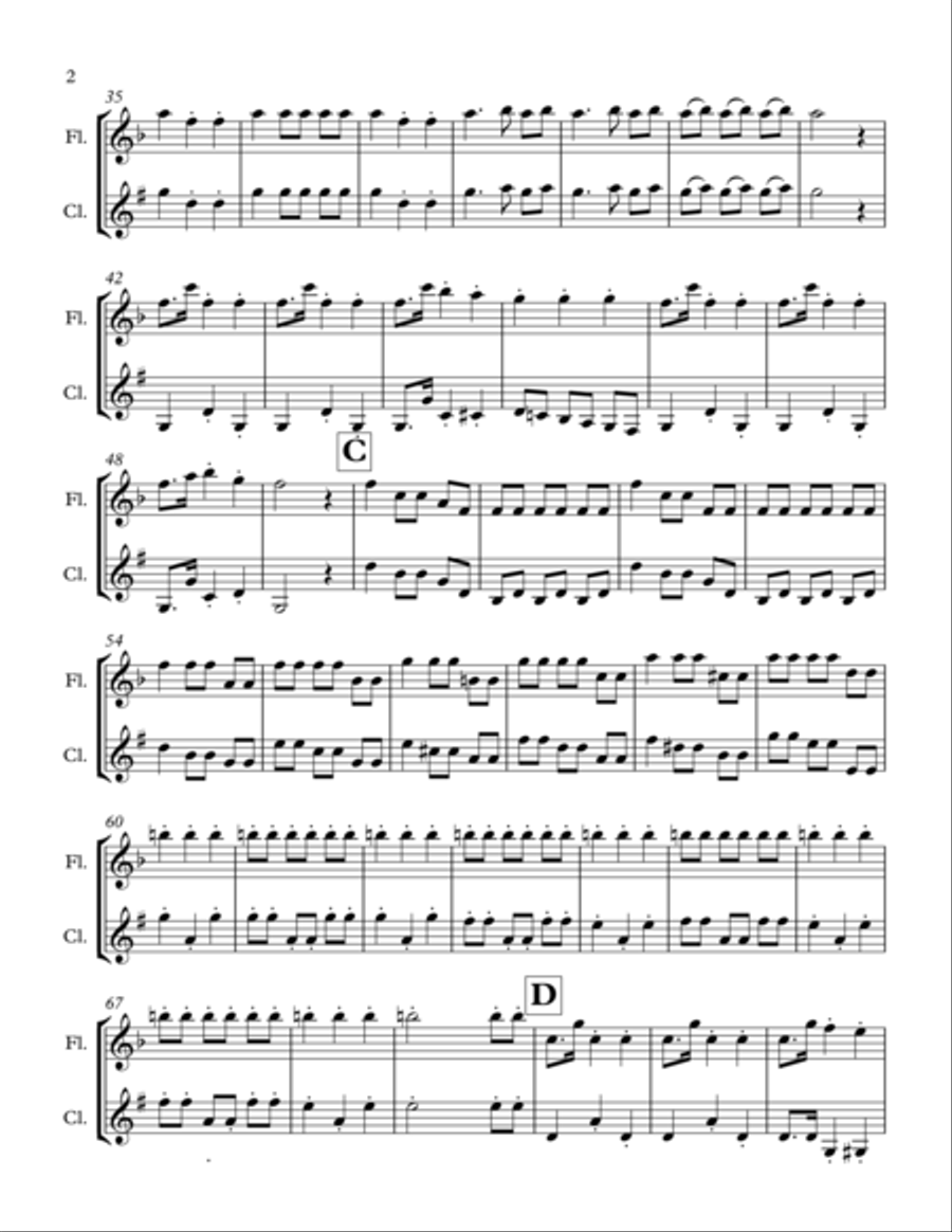 4 Seasons: Autumn (The Hunt) Flute and Clarinet Woodwind Ensemble scores gallery preview page 2