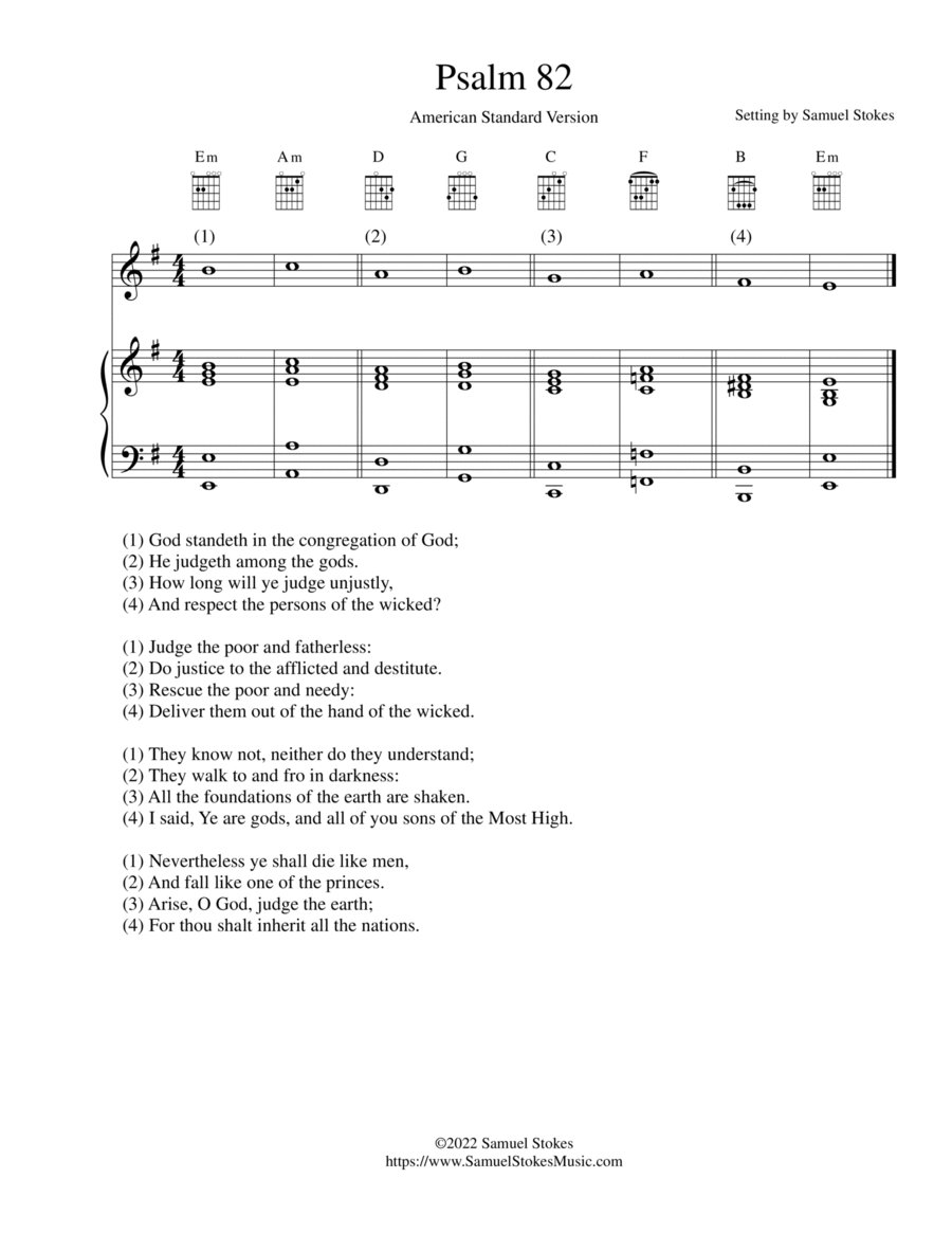 Psalm 82 ASV- for cantor and keyboard or guitar accompaniment Piano, Vocal, Guitar scores gallery preview page 1
