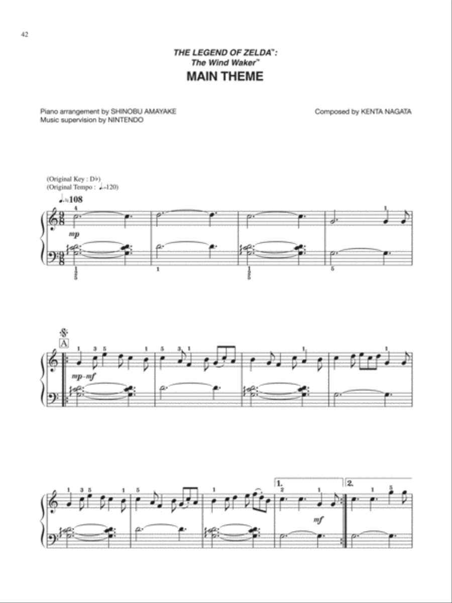 The Legend of Zelda™: The Wind Waker™ Main Theme Easy Piano scores gallery preview page 1
