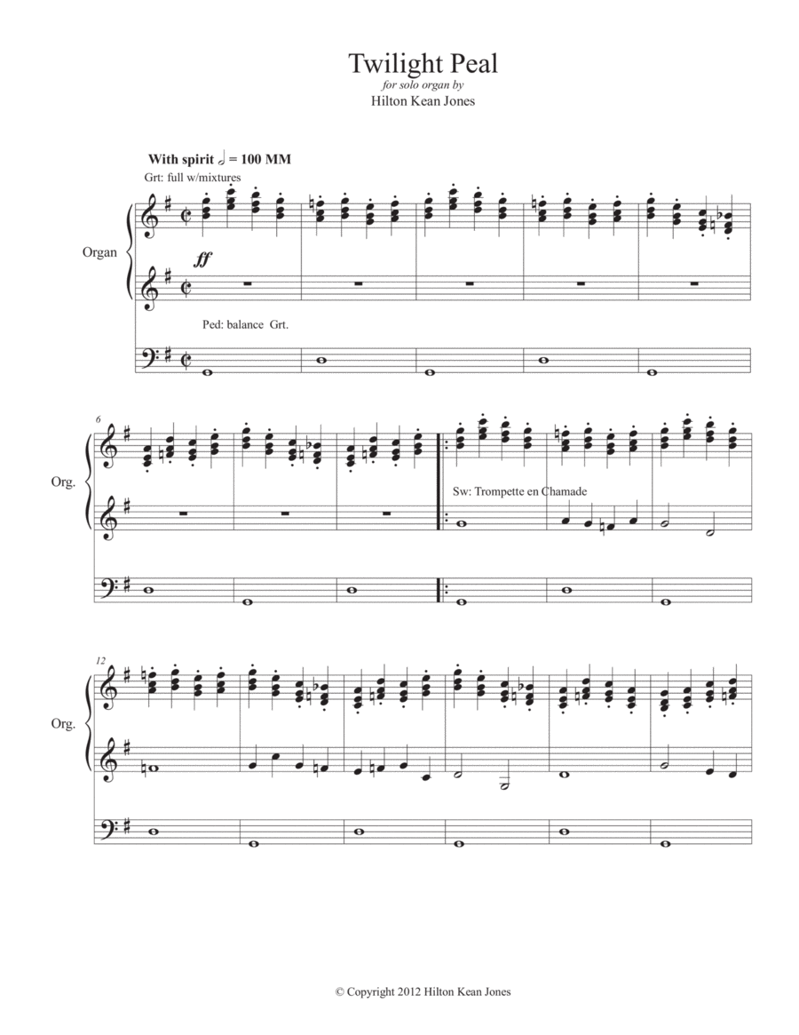 Twilight Peal for pipe organ Organ Solo scores gallery preview page 1