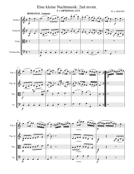 W.A. Mozart-Eine kleine Nachtmusik: II. Romance (for string quartet)