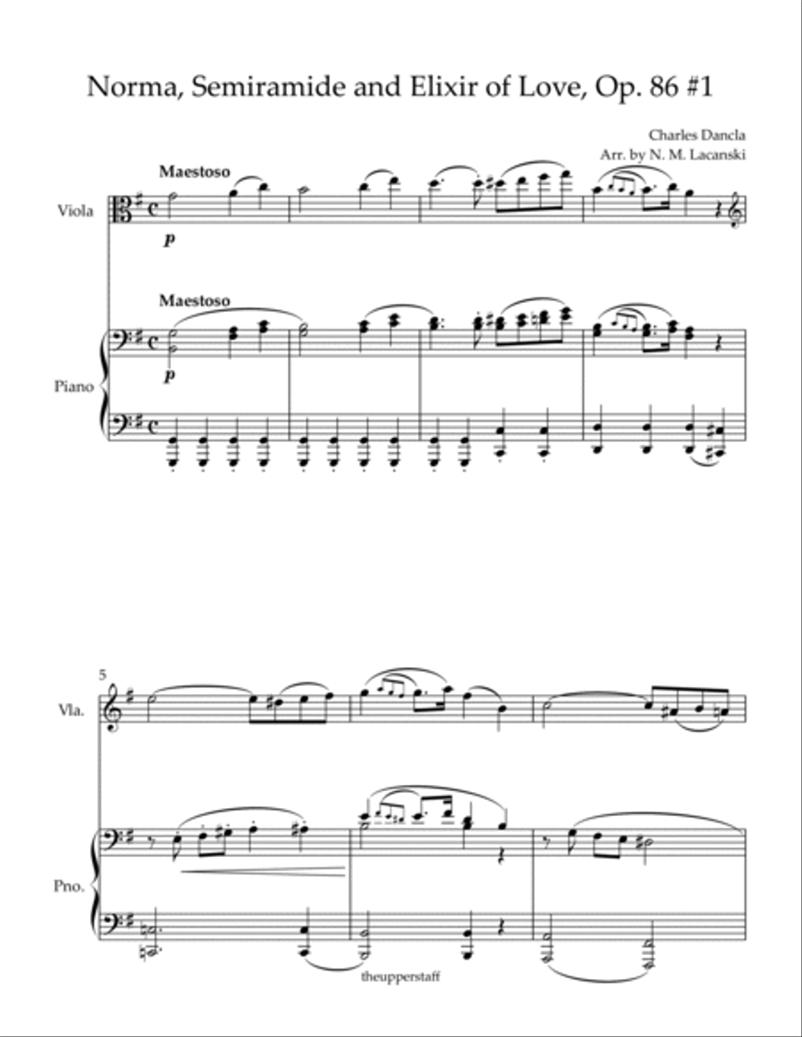 Norma, Semiramide and Elixir of Love, Op. 86 #1 Viola scores gallery preview page 2