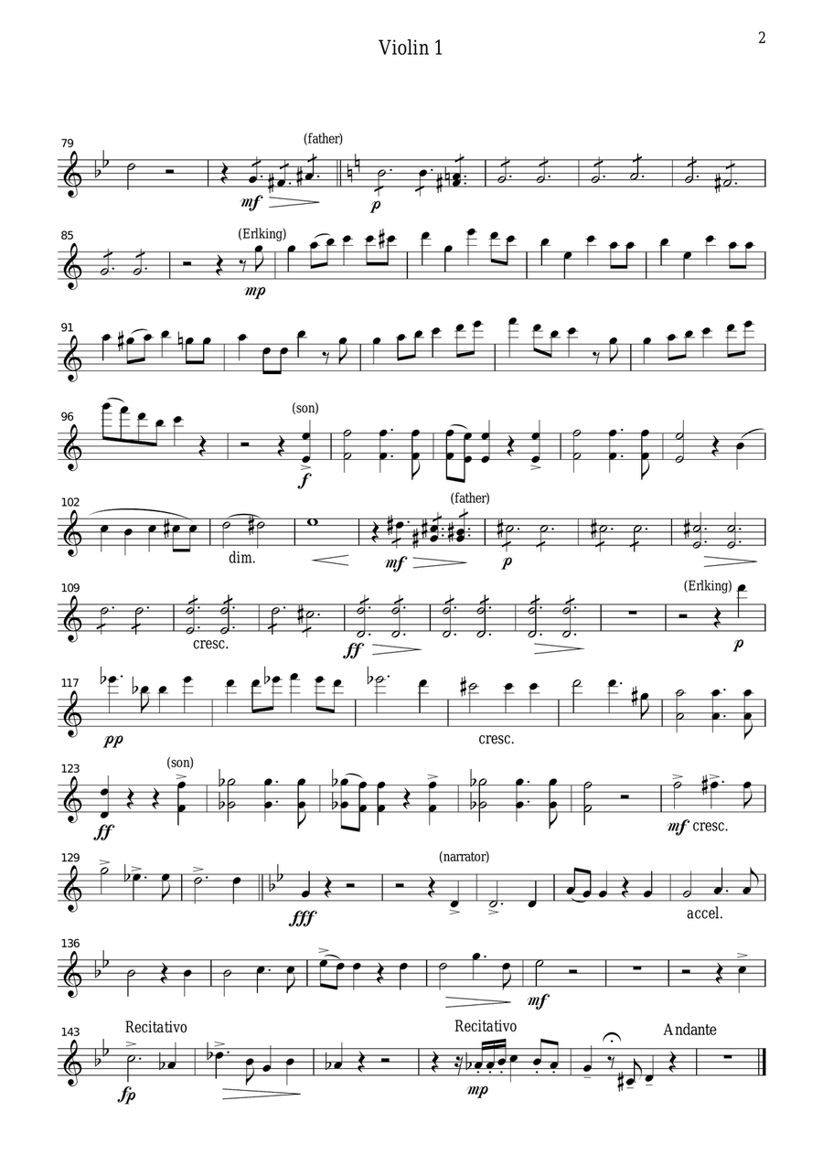 Schubert Erlkonig (Erl King), for string quartet, CS006 String Quartet scores gallery preview page 6