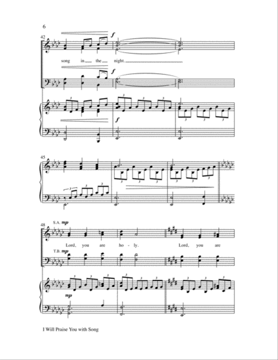 I Will Praise You with Song 4-Part scores gallery preview page 7