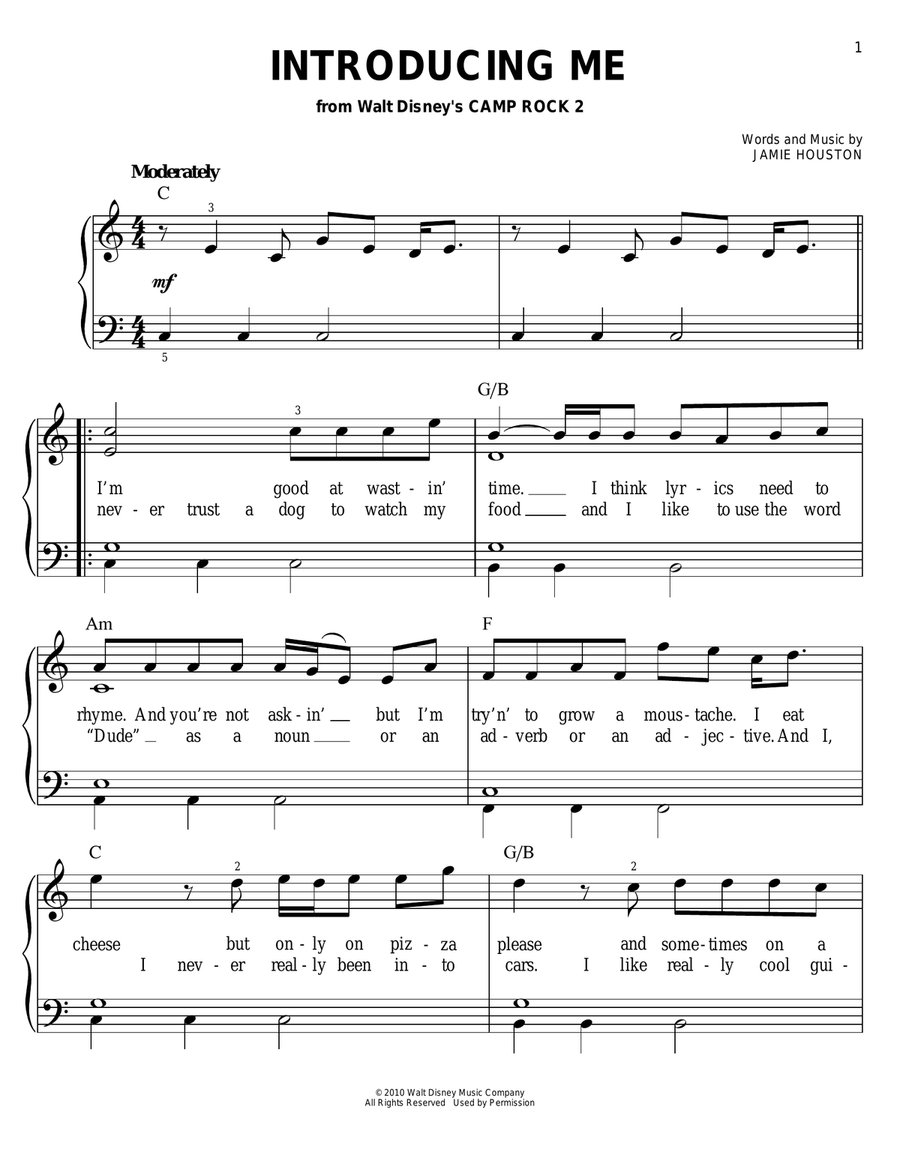 Introducing Me (from Camp Rock 2) Easy Piano scores gallery preview page 1