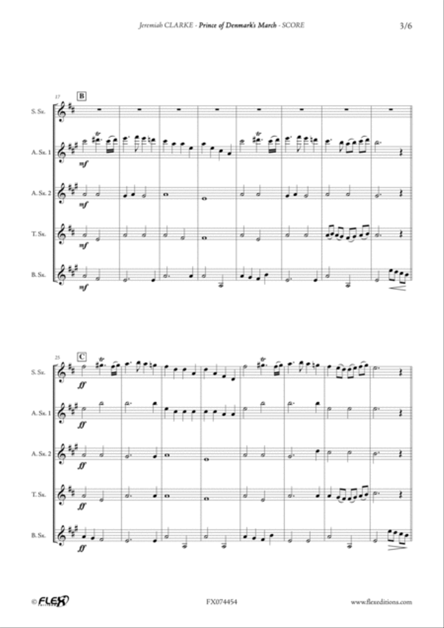 Prince of Denmark's March Saxophone Quintet scores gallery preview page 3