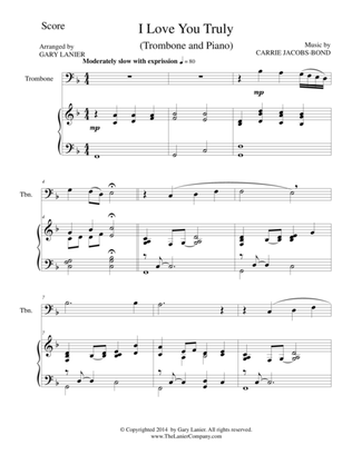 I LOVE YOU TRULY (Duet for Trombone/Piano with Score and Trb Part)
