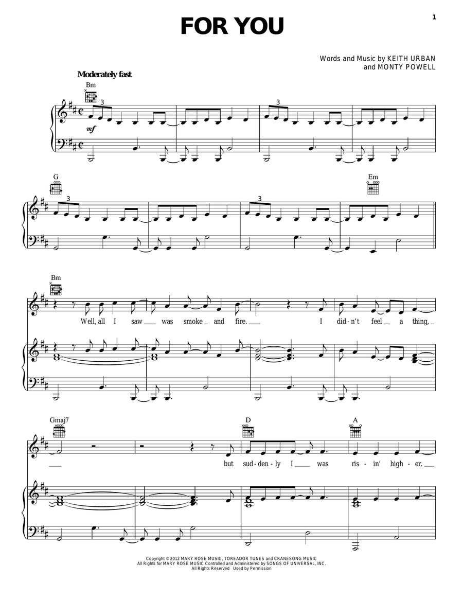 For You Piano, Vocal, Guitar scores gallery preview page 1