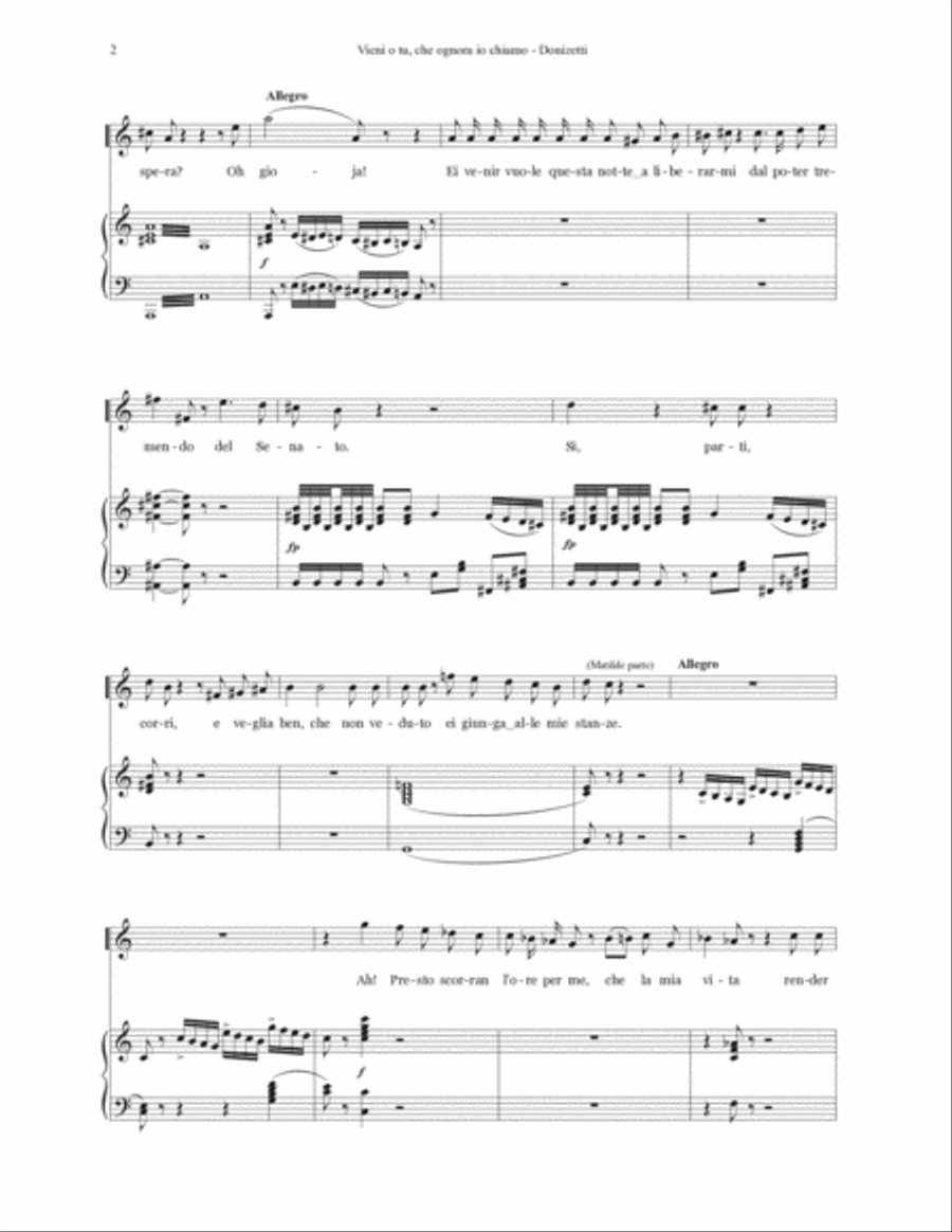 Vieni o tu, che ognora io chiamo - Caterina Cornaro Voice scores gallery preview page 2