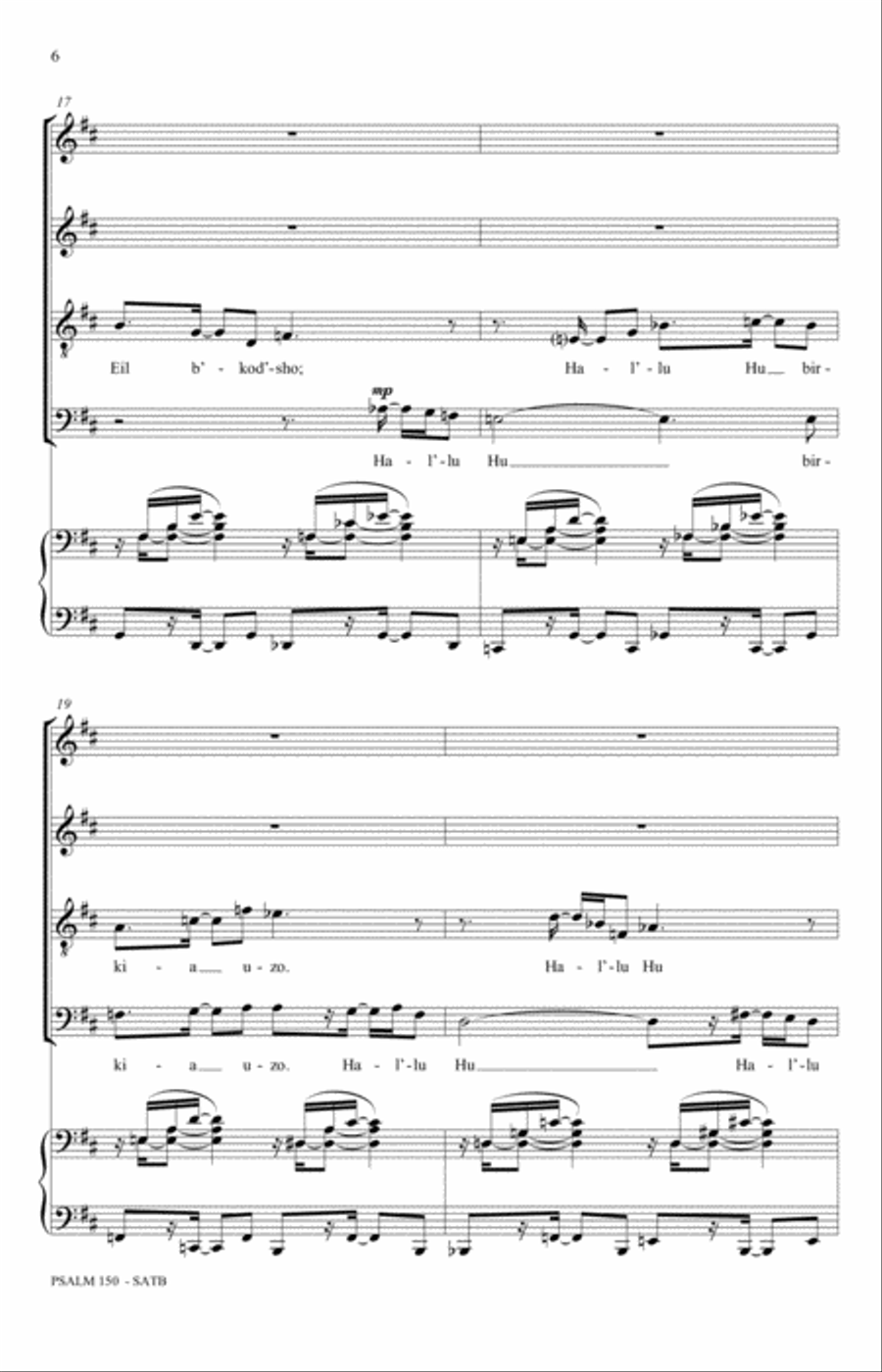 Psalm 150 (Halleluyah) Psalm 150 (Halleluyah) 4-Part scores gallery preview page 4