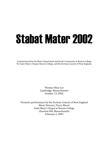 Stabat Mater (2002) for SATB chorus and organ image number null