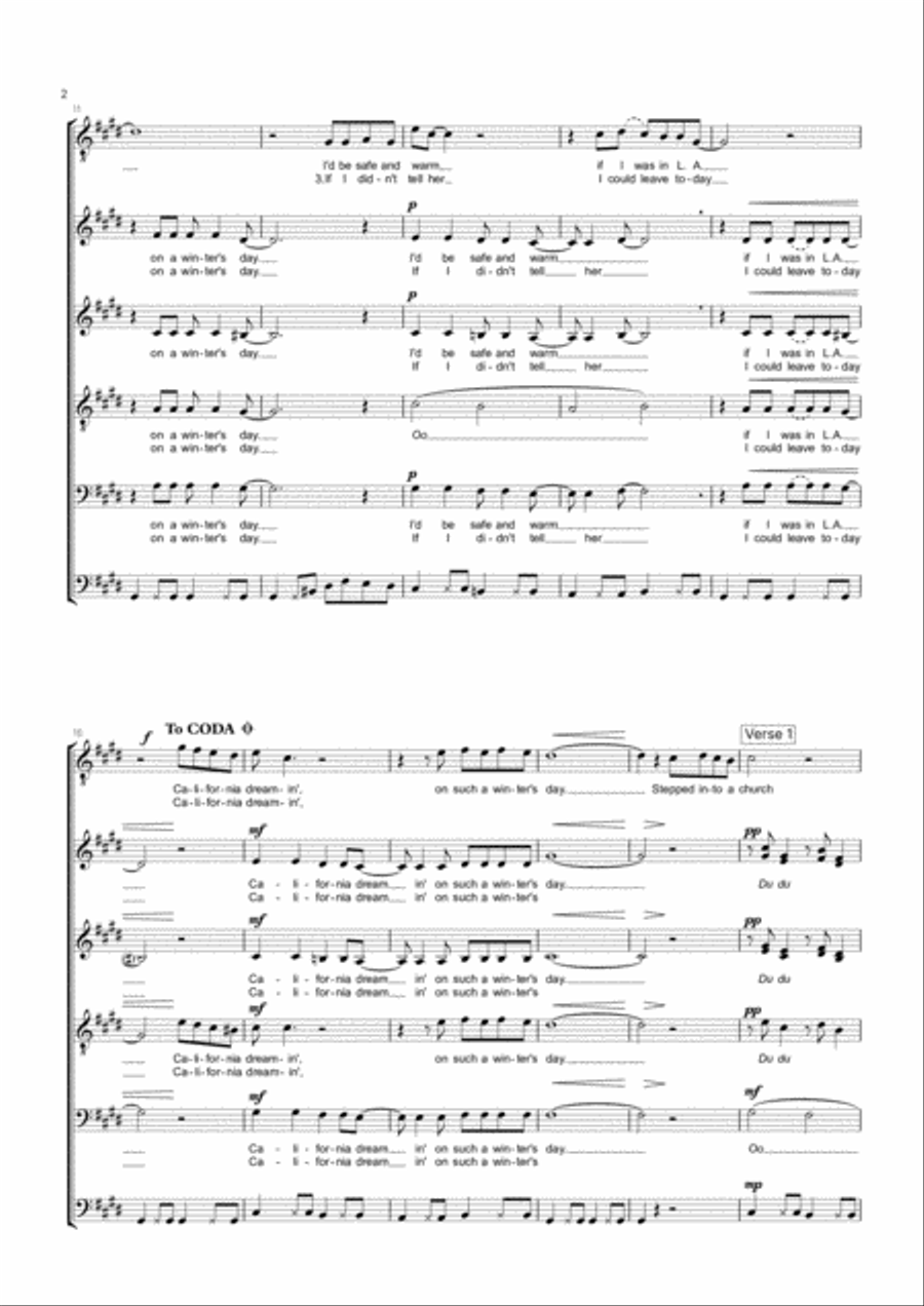 California Dreamin' Divisi scores gallery preview page 2