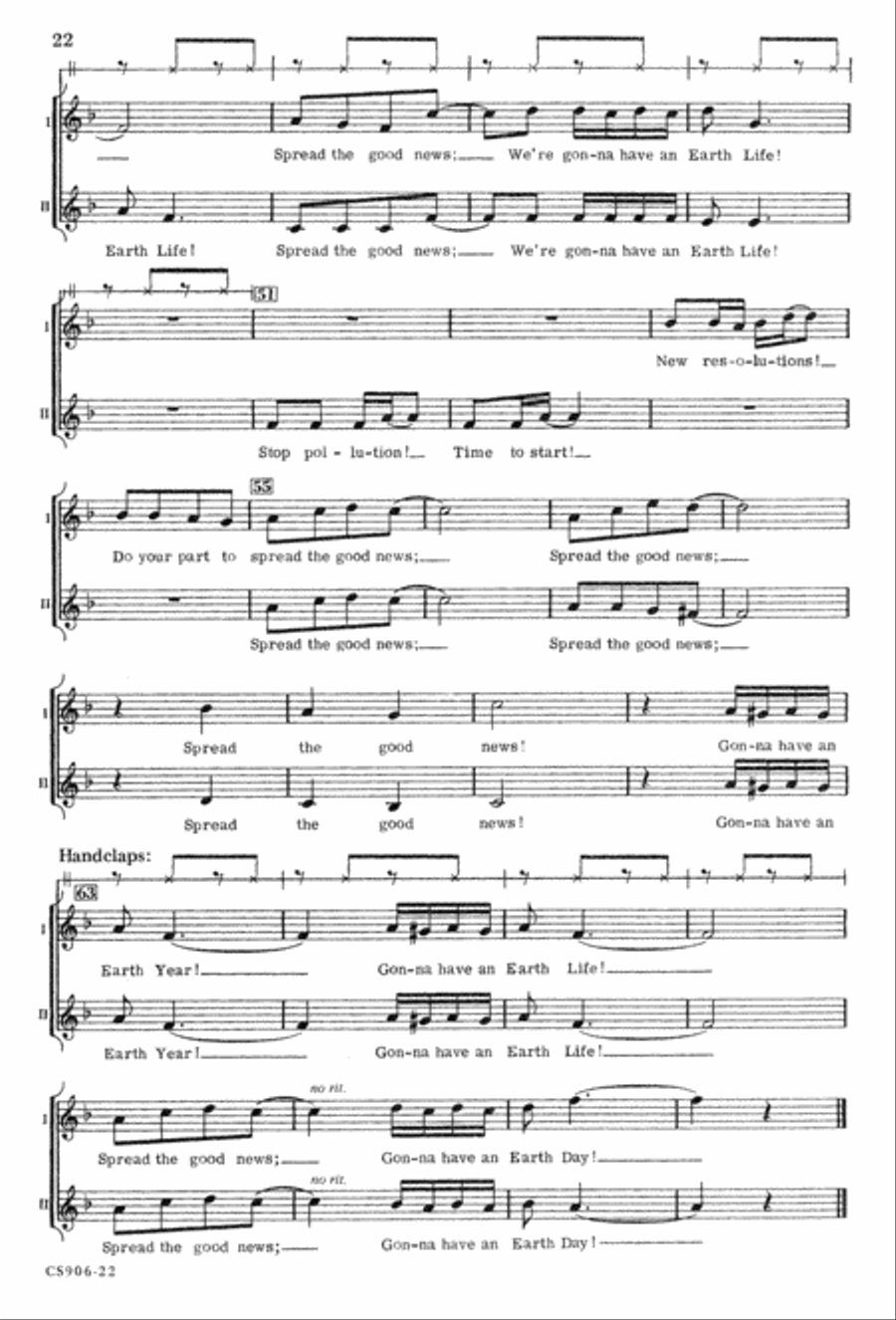 Gonna Have An Earth Day - Singer's Ed Unison Choir scores gallery preview page 24