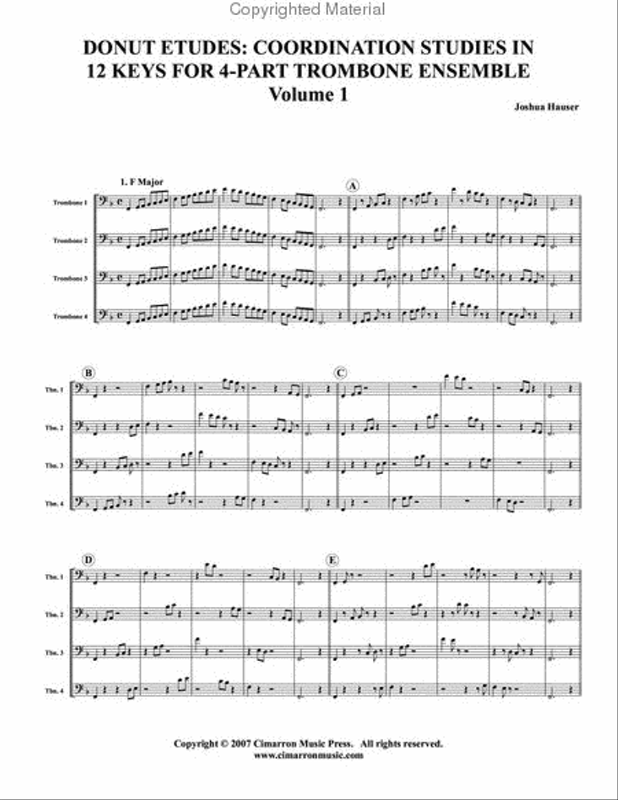 Donut Etudes: Coordination Studies in 12 Keys Trombone Quartet scores gallery preview page 2