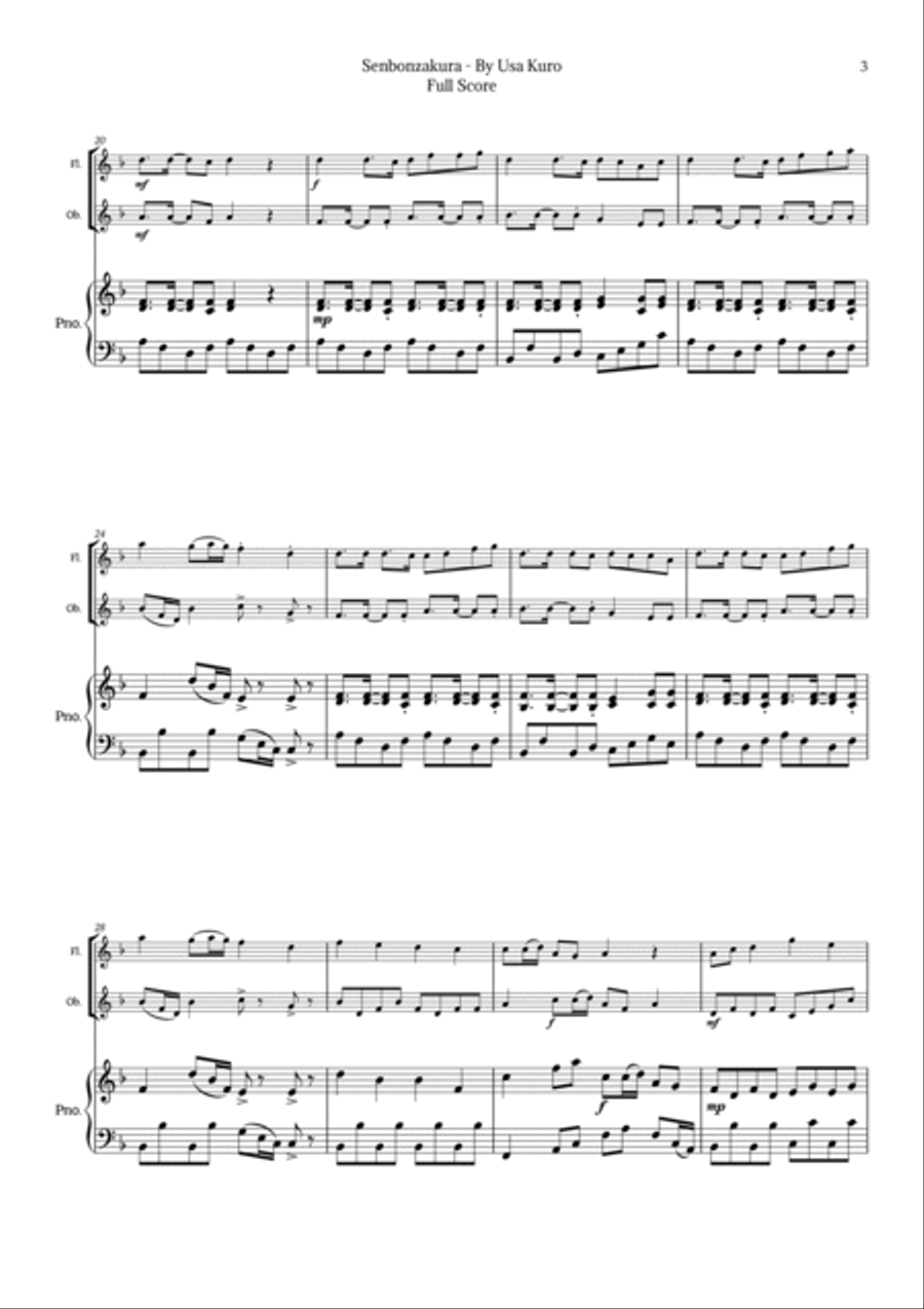 Senbonzakura Woodwind Duet scores gallery preview page 3