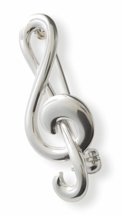Silver brooch : treble clef