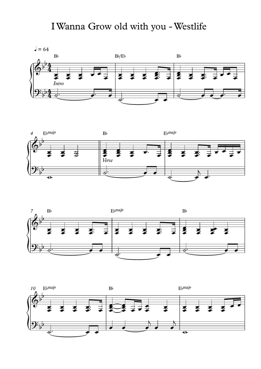 I Wanna Grow Old With You Piano Solo scores gallery preview page 1