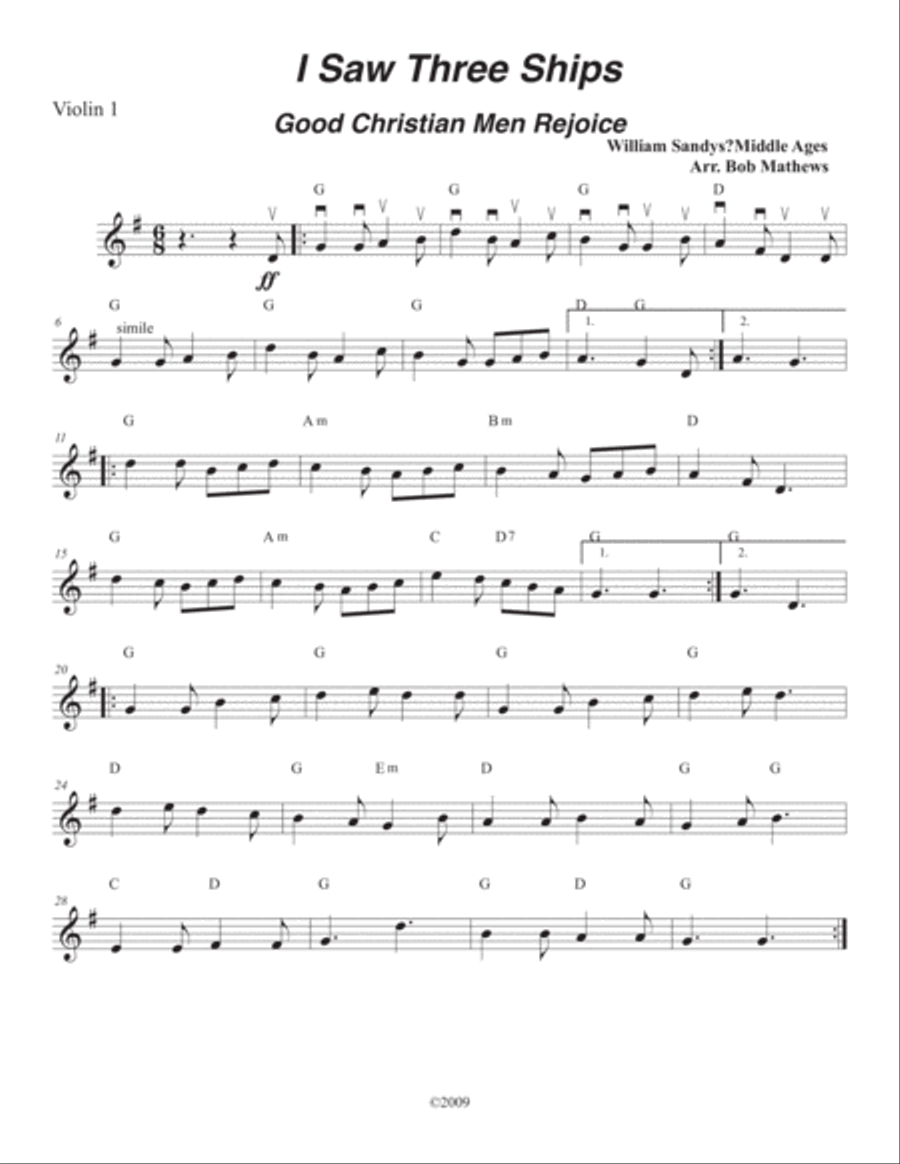 I Saw Three Ships/In Dulci Jubilo String Orchestra scores gallery preview page 6