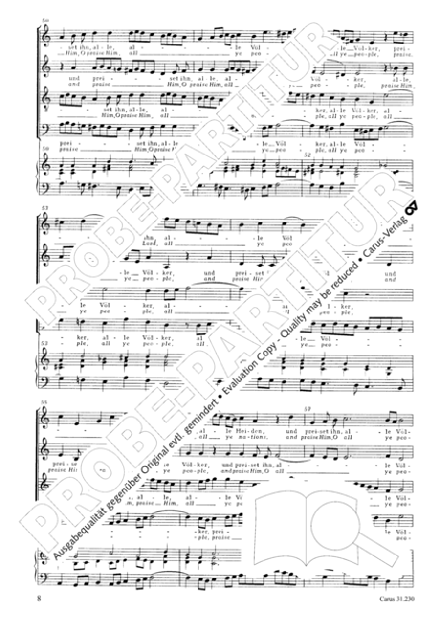 Praise ye the Lord, all ye nations (Lobet den Herrn, alle Heiden) 4-Part scores gallery preview page 9