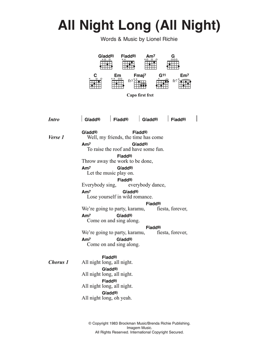 All Night Long (All Night) Acoustic Guitar scores gallery preview page 1